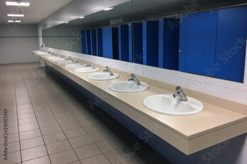 row sinks in a public toilet