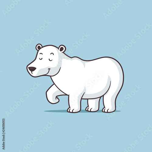 Cute happy polar bear vector cartoon illustration © Zoran Milic