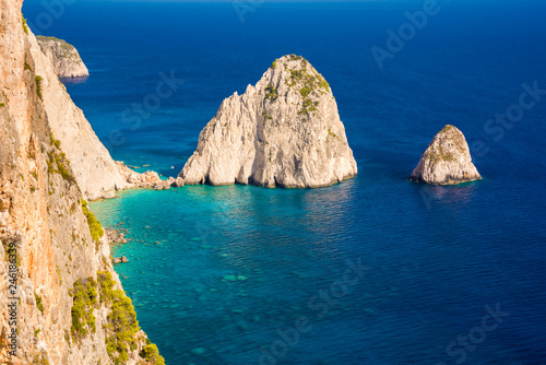 Rocks stacks in the mediterranean sea in Greece