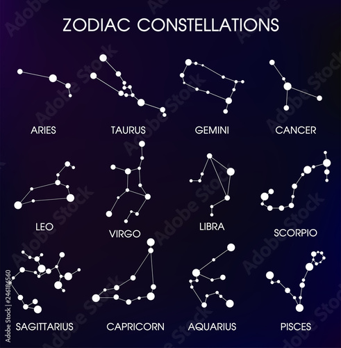 The 12 Zodiacal Constellations.