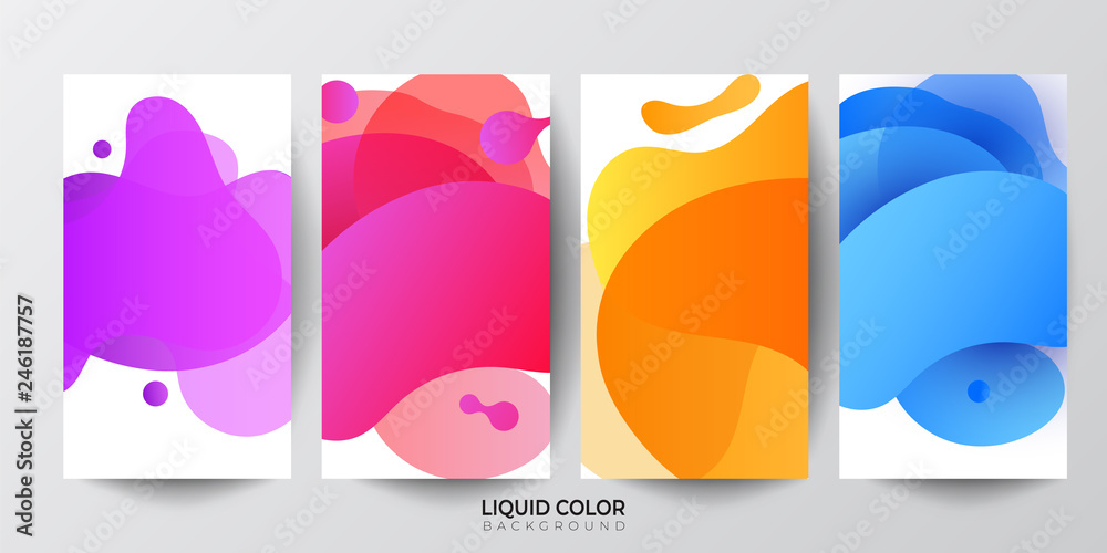 Set of liquid gradient fluid  banners template for online shopping.
