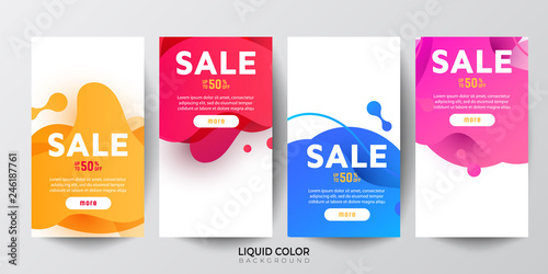Modern fluid mobile sale banners template set for online shopping.
