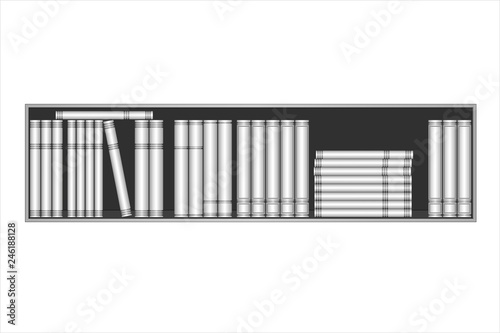 Book shelf mockup with different design book templates. Vector illustration.