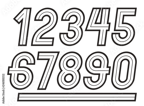 Vector numbers, modern numerals set, can be used in retro poster design