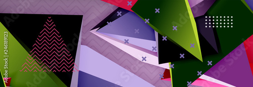 3d triangular shapes geometric background. Origami style pattern with triange shapes for decorative design. Poster design. Line design. Modern presentation template