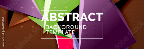 Vector 3d triangular shapes abstract background, origami futuristic template with lines