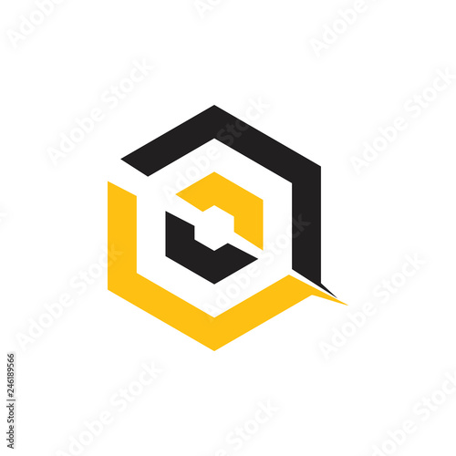 simple hexagonal honey comb geometric brand logo photo