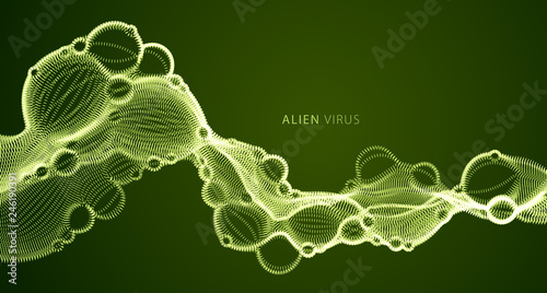 Bubbled abstract vector fluid particle flow, nano medical technology, microbiology science fiction theme illustration.