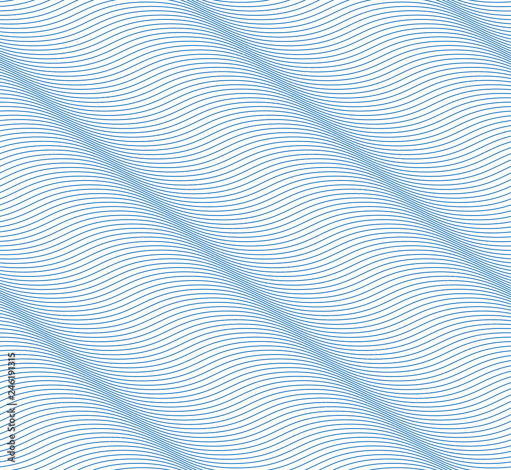 Waves seamless pattern, vector water runny curve lines abstract repeat endless background, blue colored rhythmic waves. Waves seamless pattern, vector water runny curve lines abstract repeat endless background, blue colored rhythmic waves.