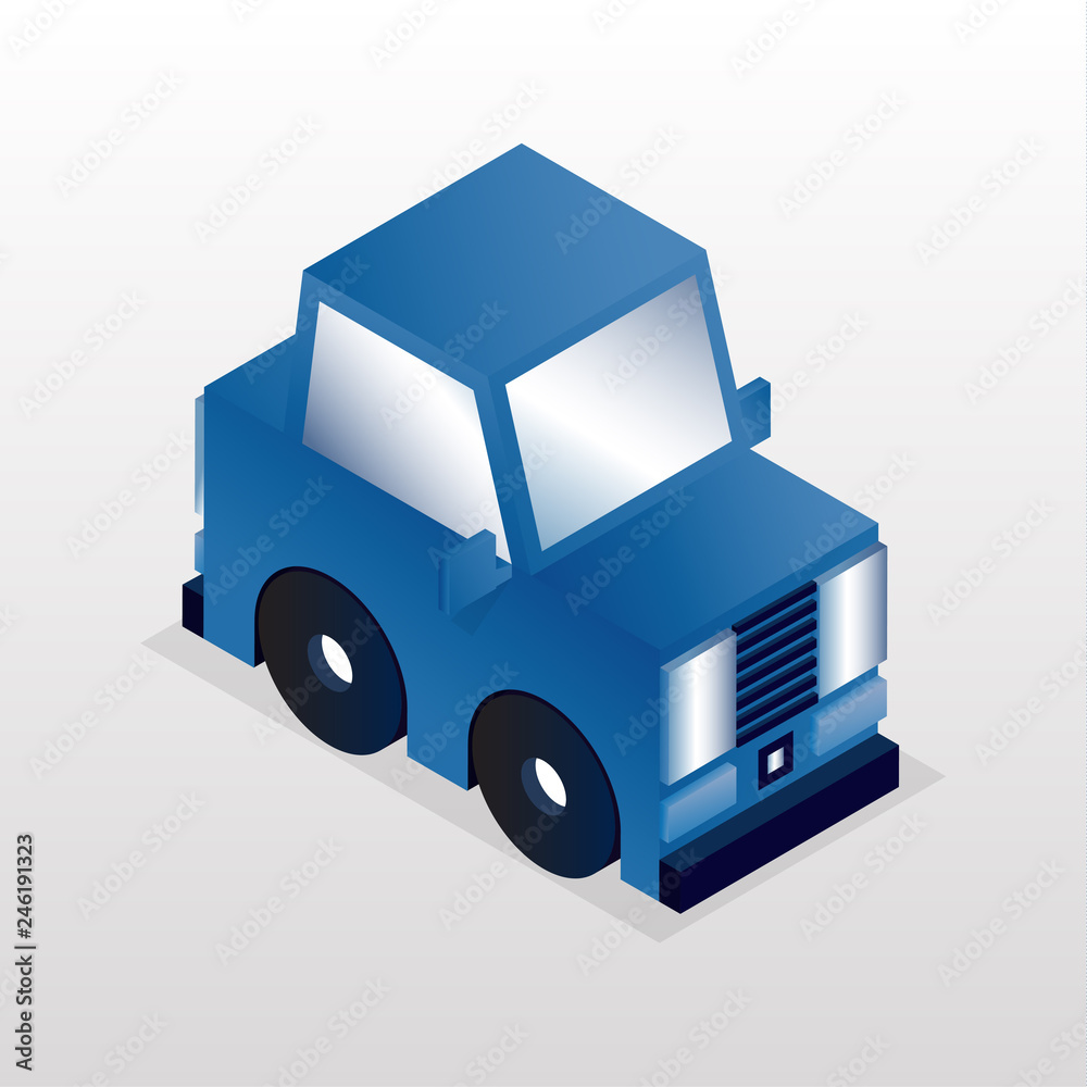Bright cartoon gaming car in the style of flat. Isometric game design. Vector graphics. Bright cartoon gaming car in the style of flat. Isometric game design. Vector graphics.