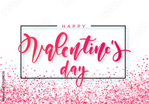 Bright hand drawn pink St. Valentine s Day vector design for banner  card  flyer or parrty invitation.