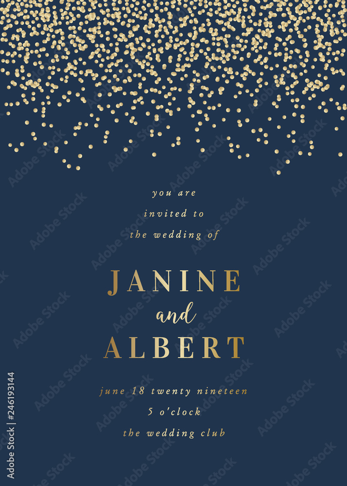 Golden Confetti Wedding Invitation Template