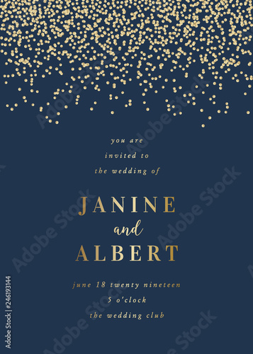 Golden Confetti Wedding Invitation Template