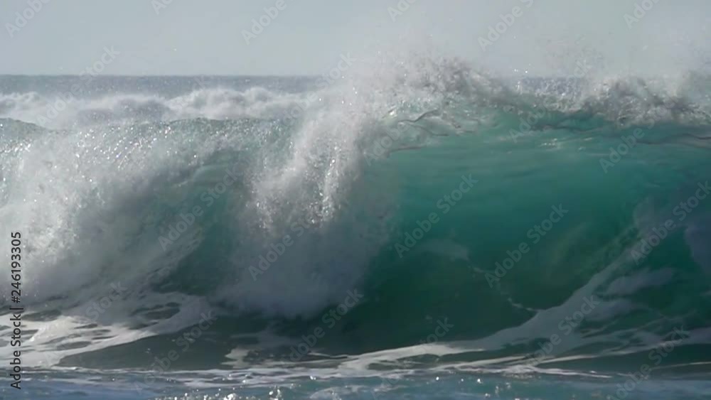Ocean beautiful green wave splashing sea spray Ocean beautiful green wave splashing sea spray