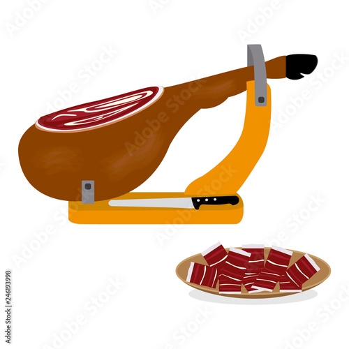 Iberian ham in vector illustration