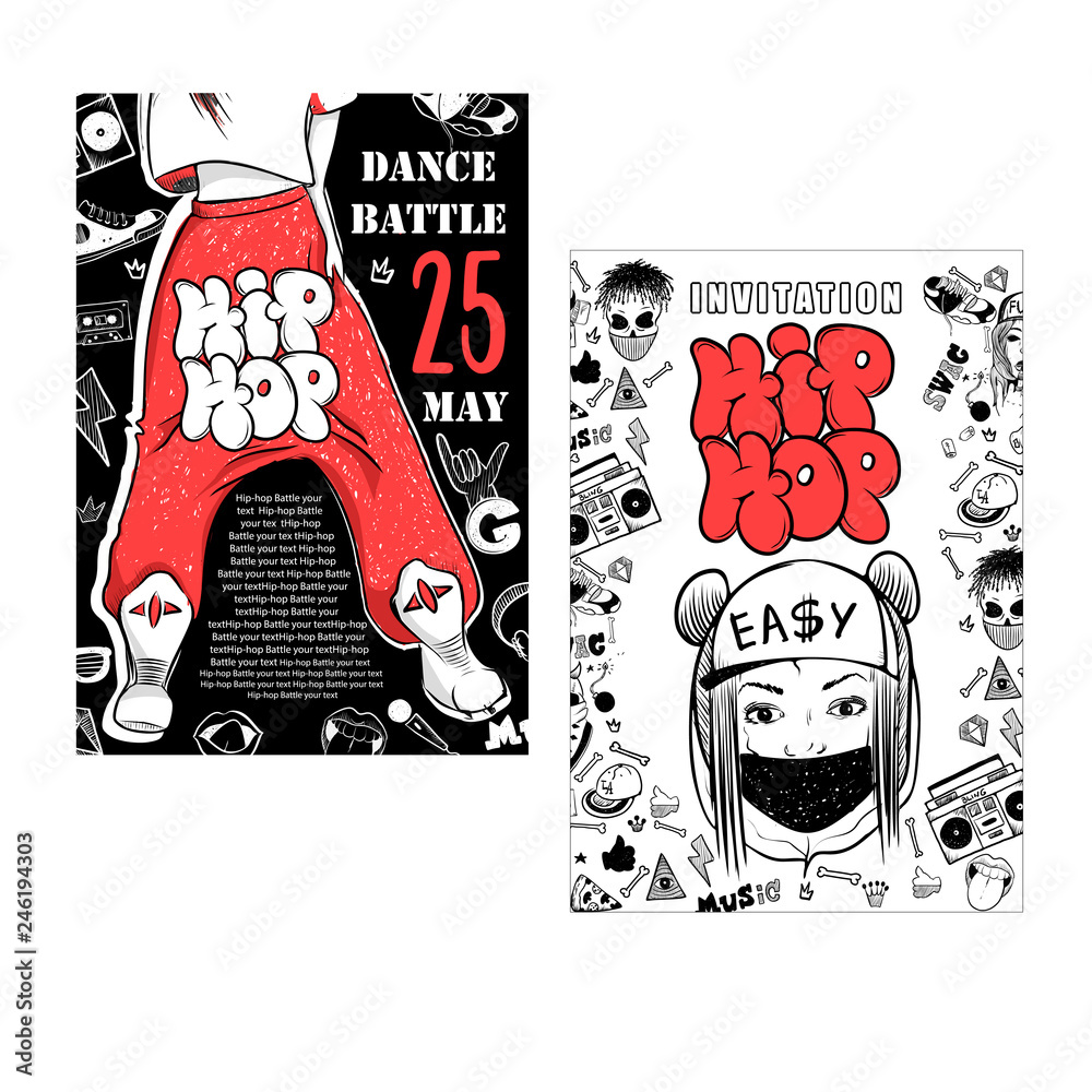Vecteur Stock Flyer, poster Rap battle, concert hip-hop music. Vector  template design, brochure, cover book, page