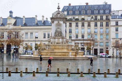 Paris (France) -  Place Saint-Sulpice and the Fontaine des Quatre Points Cardinaux photo