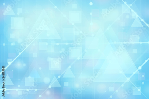 Abstract new communication and technology background texture. A blurred blue futuristic illustration with geometric connected lines between dots. Beautiful geometrical texture.