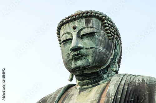 Daibutsu the bronze statue,The Great Buddha of Kamakura at Kotoku- In Temple in Kamakura, Kanagawa Japan. photo