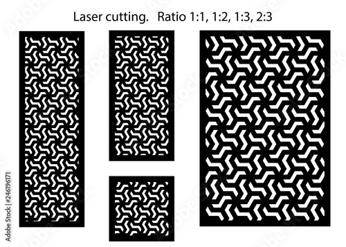 Set of decorative vector panels for laser cutting. Template for interior partition in arabesque style. Ratio 1:1, 1:2, 1:3, 2:3 - Vector