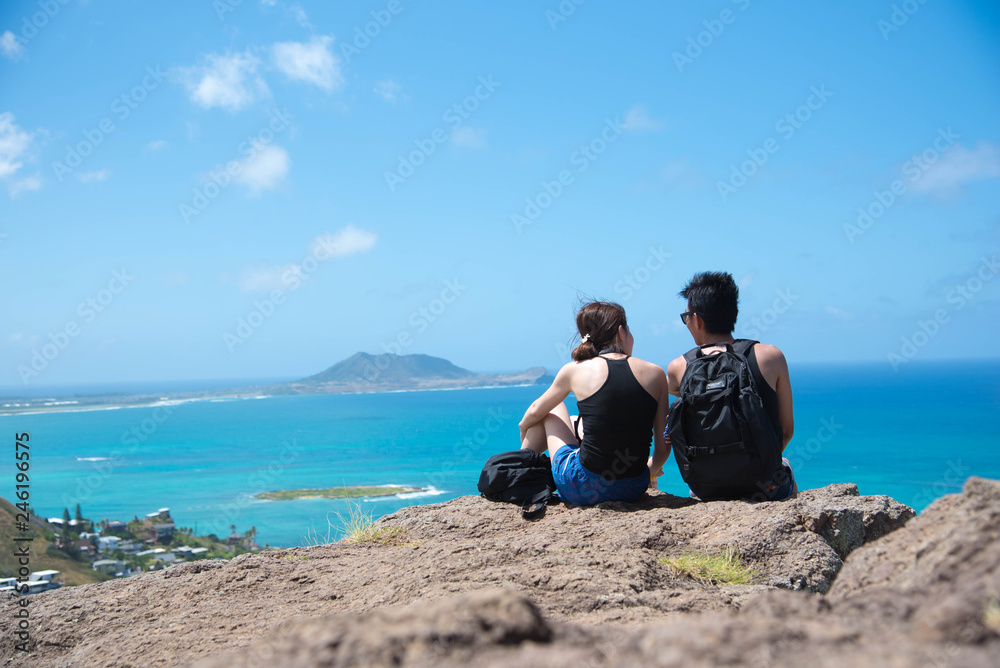 young couple on the hill