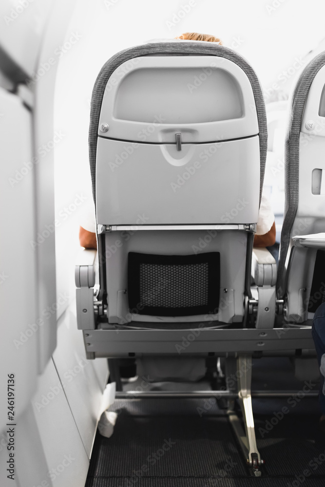 airline passenger seat, rear view airline passenger seat, rear view