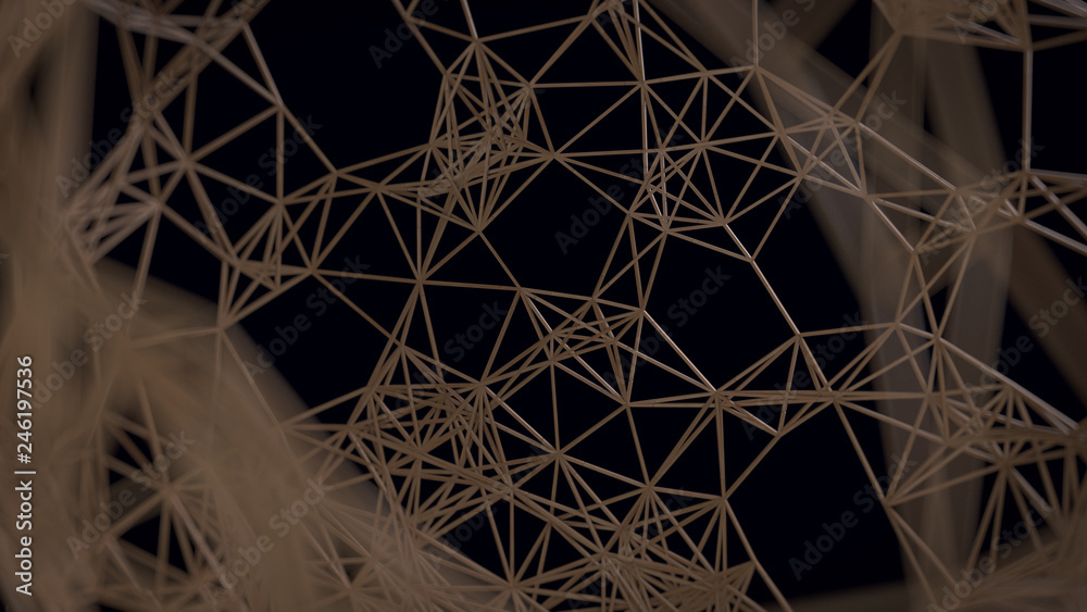 3d render abstract technological web background. Plexus geometry.