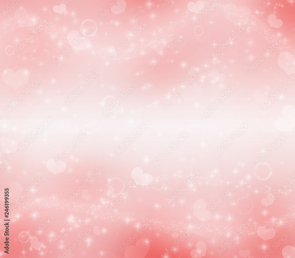 Living coral Valentines Day magic background.