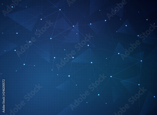 Abstract futuristic gradient blue technology connection background.