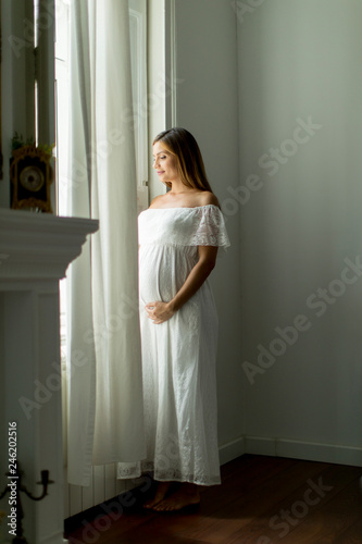 Young pregnant woman standi...
