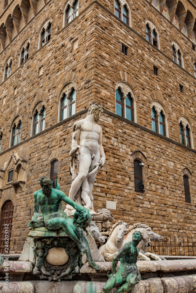 Naklejka premium Fountain of Neptune in Florence, Italy