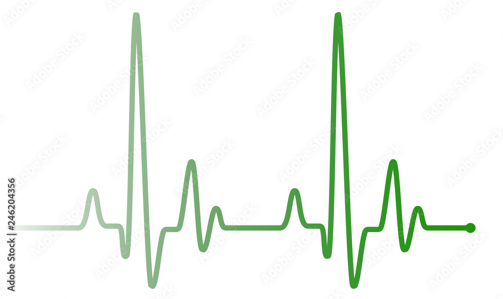 Green heart pulse graphic line on white