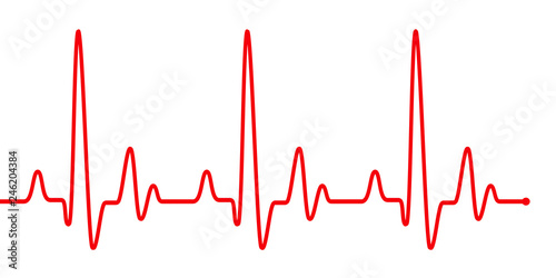 Red heart beat pulse line on white.