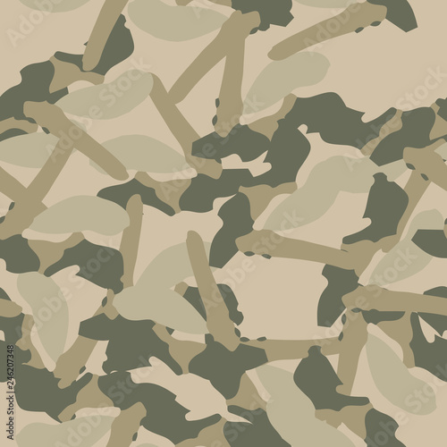 Field camouflage of various shades of green and beige colors