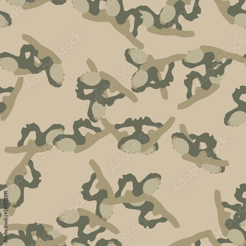 Field camouflage of various shades of green and beige colors