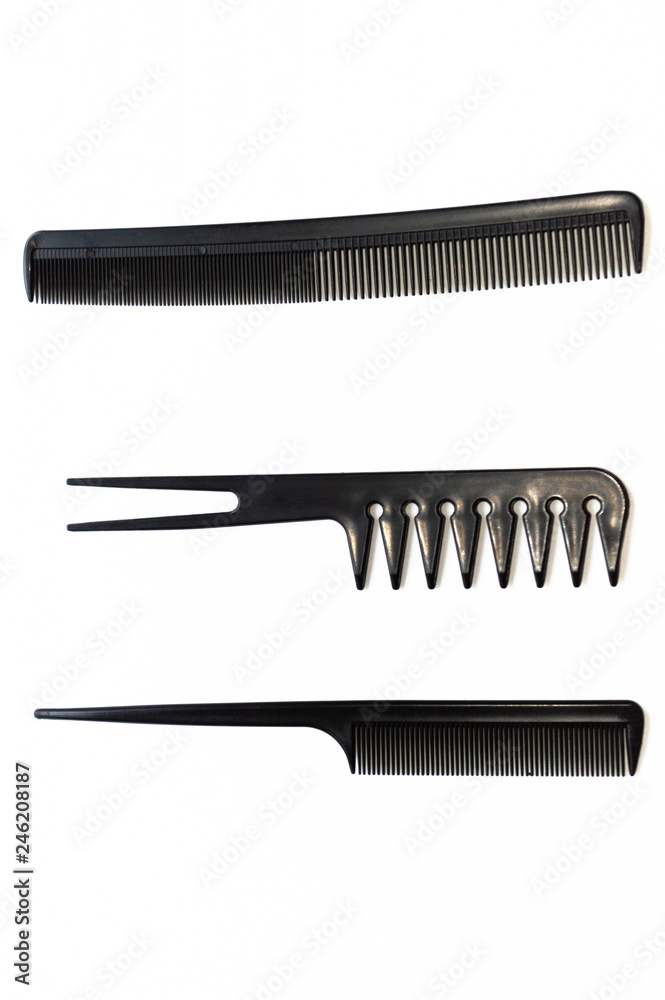 set of combs isolated on white background set of combs isolated on white background