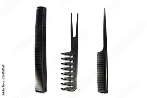 set of combs isolated on white background