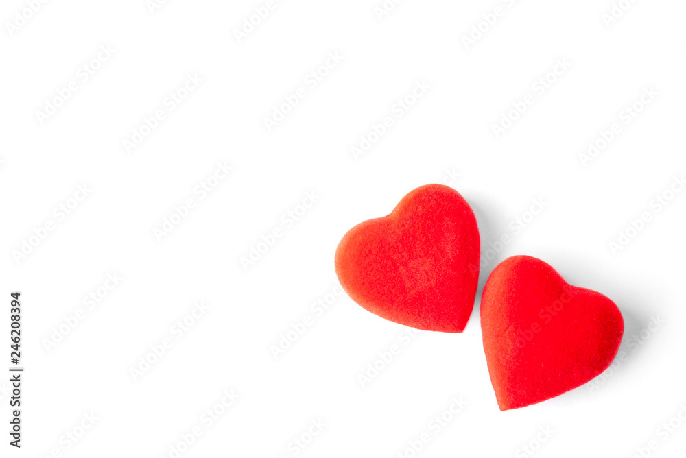 Red hearts isolated on white background.