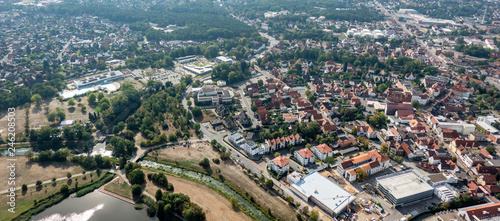 Aerial photograph of the outskirts a the district town in Germany, taken during a flight with an ultralight aircraft.