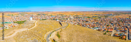 Traditional white windmills at Consuegra in Spain