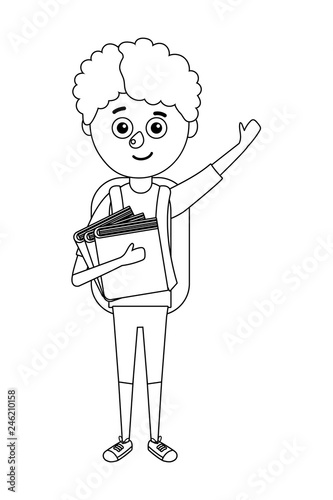 young boy school bagpack