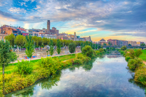 La Seu Vella cathedral erected over Lleida town in Spain