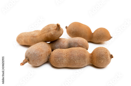 Ripe sweet tamarind isolated on white background