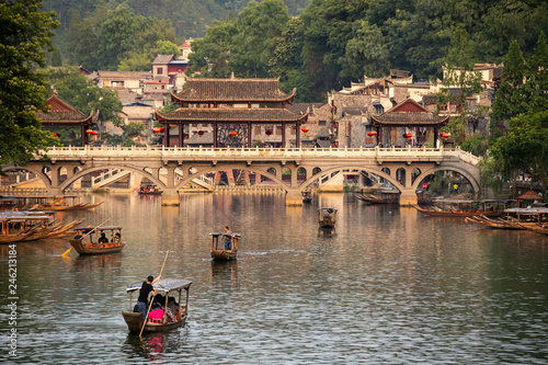 The typicl buildings along the river of Fenghuang Ancient Town