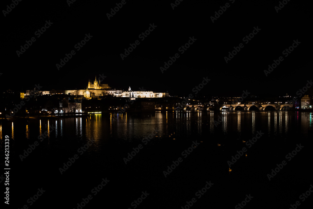 night cityscape of Prague