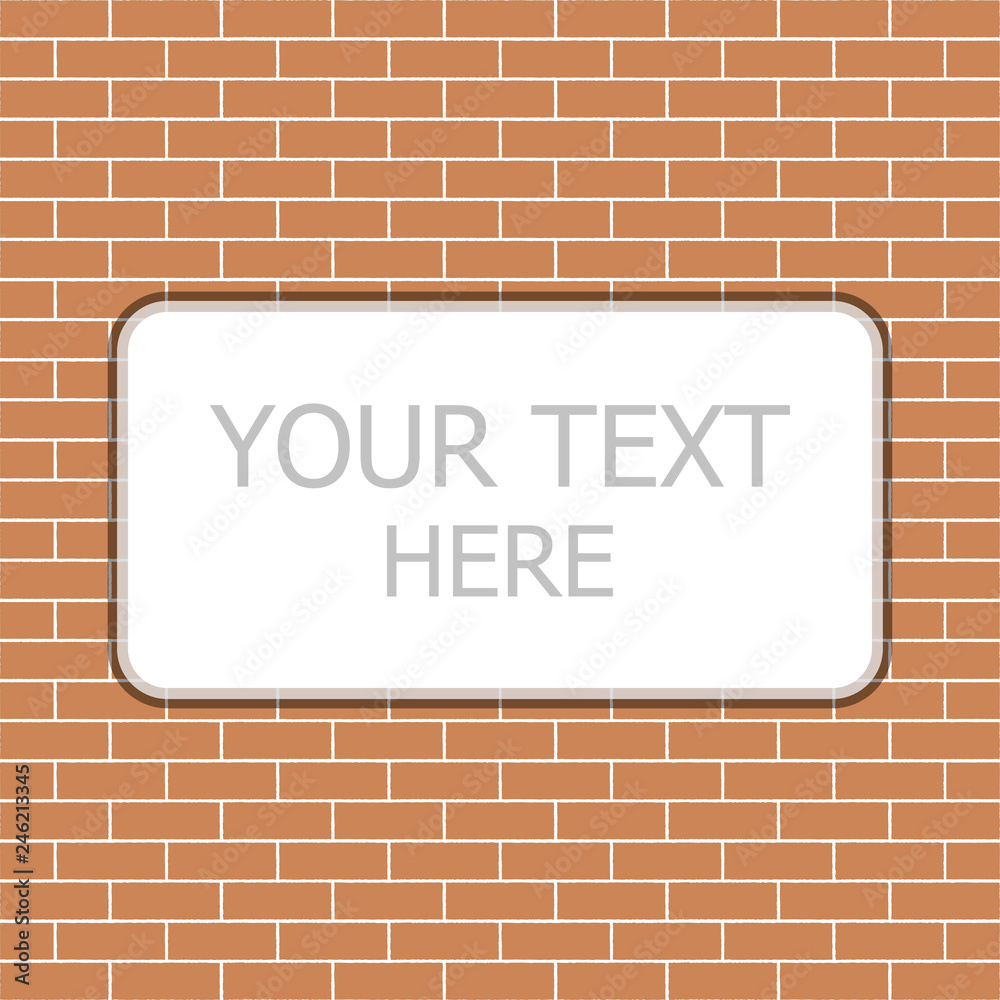Vector illustration of a white poster hanging on clerical clips on a red brick wall background Vector illustration of a white poster hanging on clerical clips on a red brick wall background