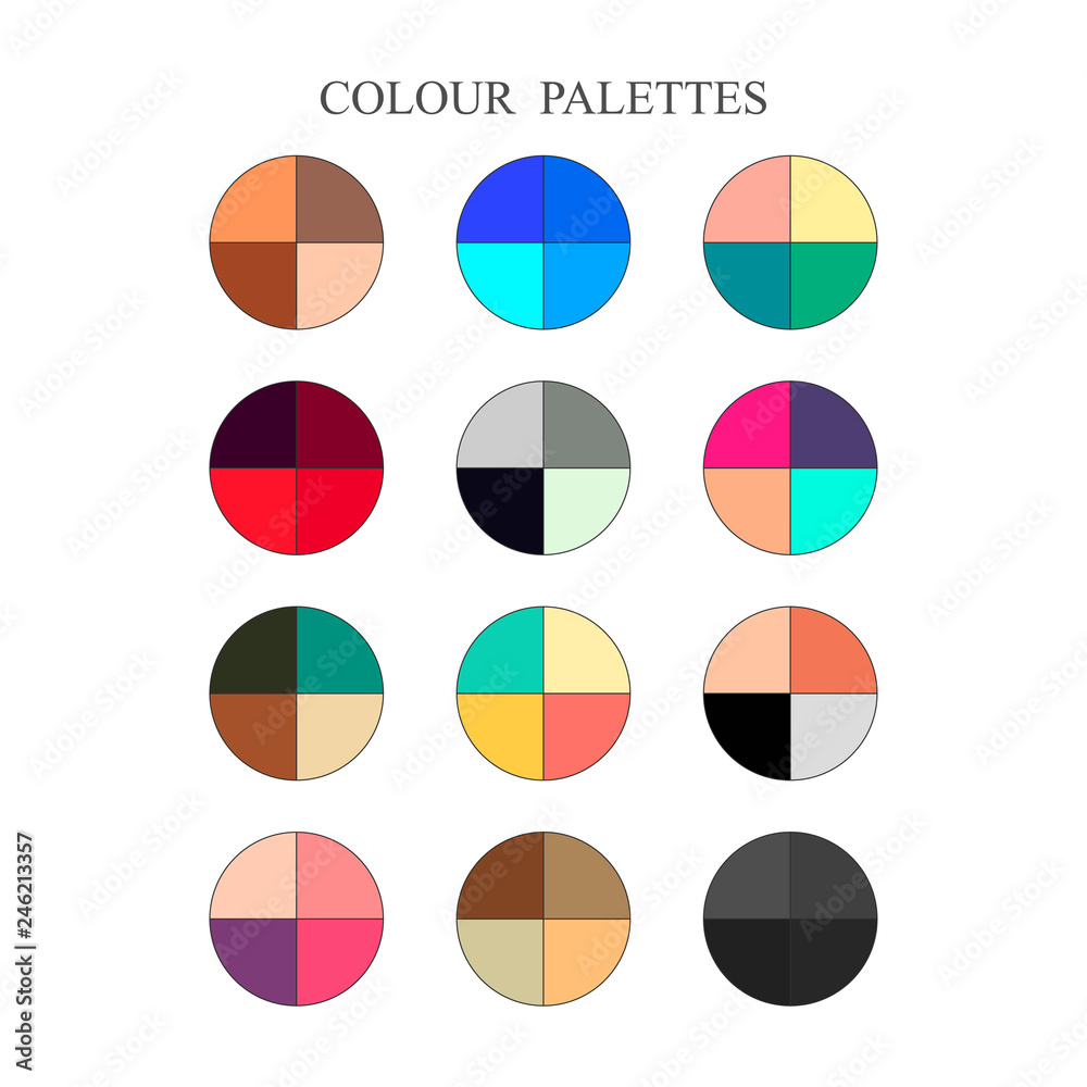 Vettoriale Stock Color palette, color schemes, warm colors, cool colors,  spectrum. Flat design, vector illustration, vector. | Adobe Stock