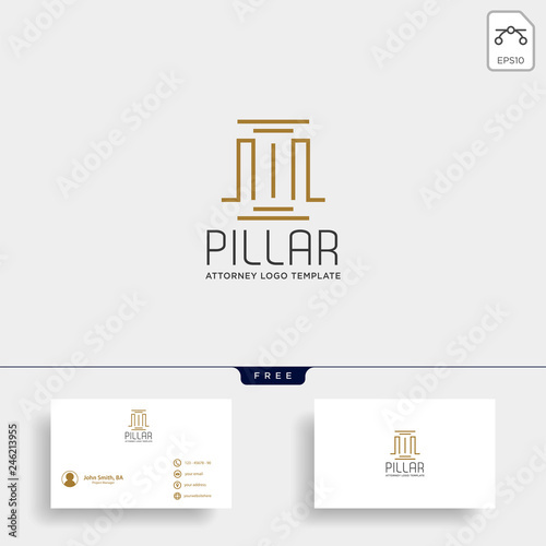 elegant pillar attorney logo line design template vector illustration