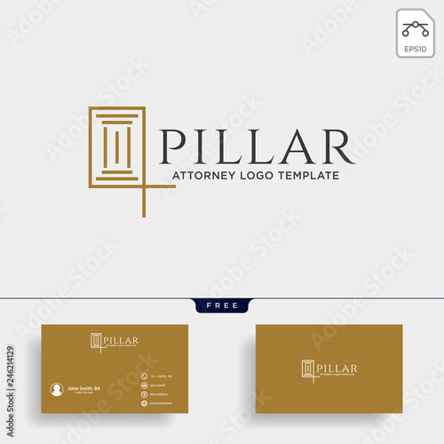 elegant pillar attorney logo line design template vector illustration