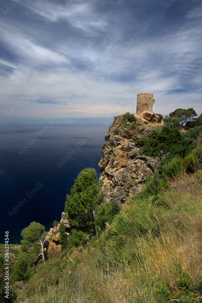 Watch tower on Mallorca Island, Mediterranean Sea